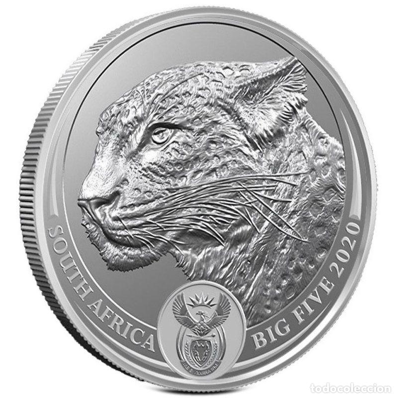 Monedas antiguas de &Aacute;frica: SUDAFRICA ONZA DE PLATA PURA 5 RAND 2020 BIG FIVE LEOPARDO