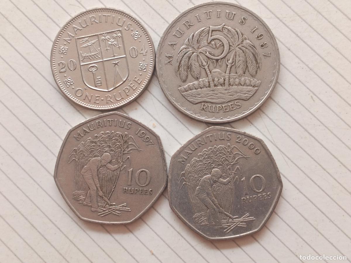 Monedas antiguas de &Aacute;frica: Islas Mauricio. 4 monedas diferentes
