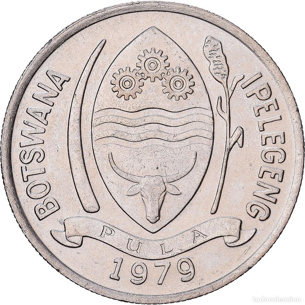 Monedas antiguas de &Aacute;frica: [#1224674] Botsuana, 10 Thebe, 1979, British Royal Mint, Cobre - n&iacute;quel, EBC, KM:5