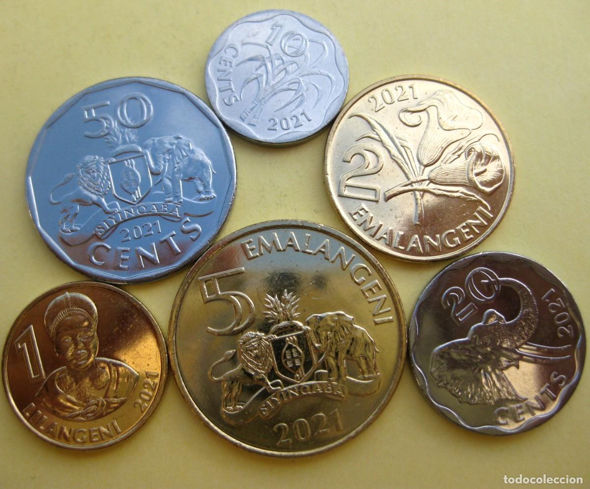 Monedas antiguas de &Aacute;frica: Swazilandia (Esuatini), Set de 6 monedas: 10, 20 y 50 +1 Lilangini, 2 y 5 Emalangeni./ Sin Circular.
