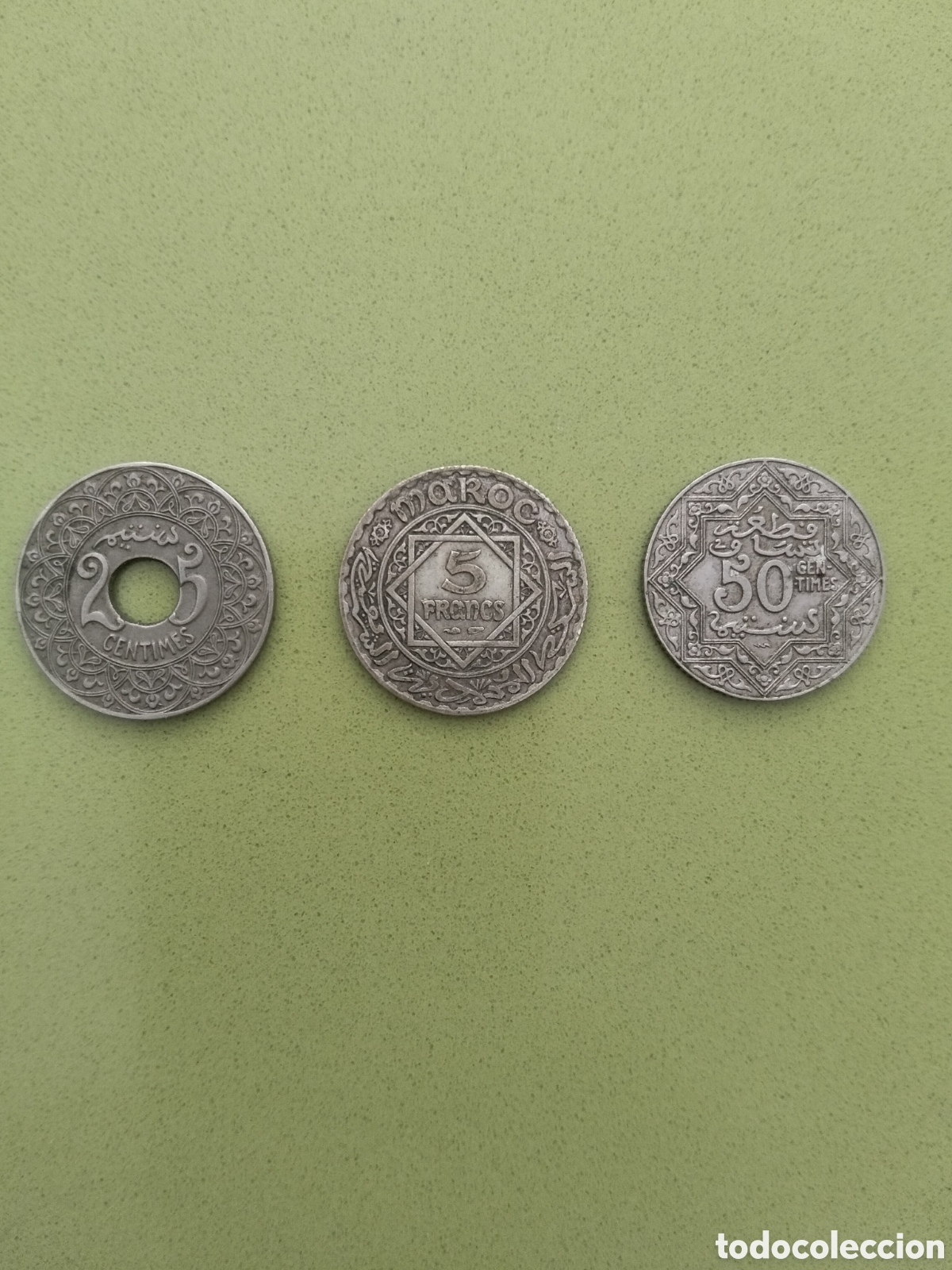 Monedas antiguas de &Aacute;frica: Lote Tres Monedas Antiguas De Marruecos Imperio Cherifiano (1921 - 1933)