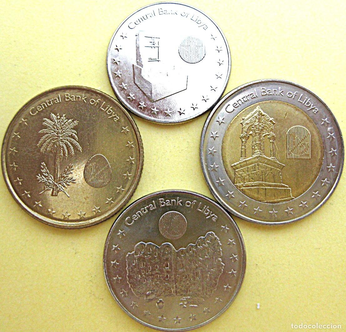 Monedas antiguas de &Aacute;frica: Libia 2014, Set 4 monedas: 50 y 100 Dirham + 1/4 y 1/2 Dinar ./ Las de las fotos.