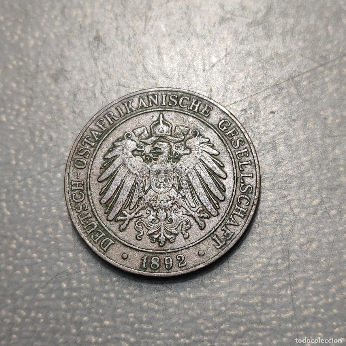 Moedas antigas de &Aacute;frica: GERMAN EAST AFRICA 1 PESA 1892 MBC FECHA ESCASA