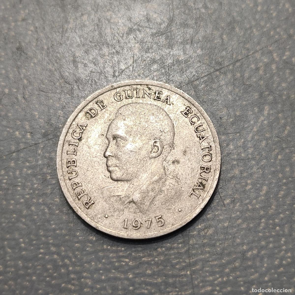 Moedas antigas de &Aacute;frica: GUINEA ECUATORIAL 10 EKUELE 1975