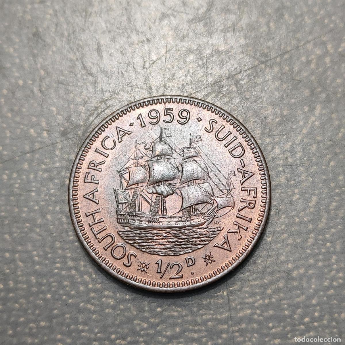 Monedas antiguas de &Aacute;frica: SUDAFRICA SOUTH AFRICA ELIZABETH II 1/2 PENNY 1959 SC UNC