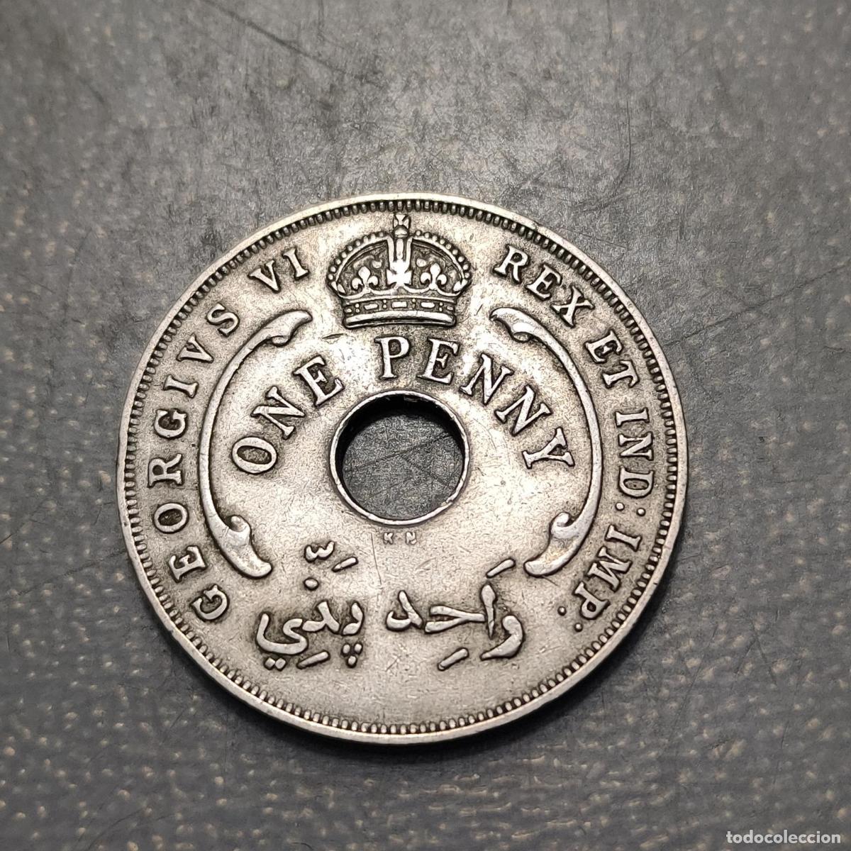 Monedas antiguas de &Aacute;frica: BRITISH WEST AFRICA GEORGE VI 1 PENNY 1947 KN KM 19