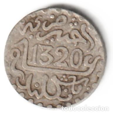 Monedas antiguas de &Aacute;frica: Marruecos 1/20 rial, 1320 AH Plata Y# 18
