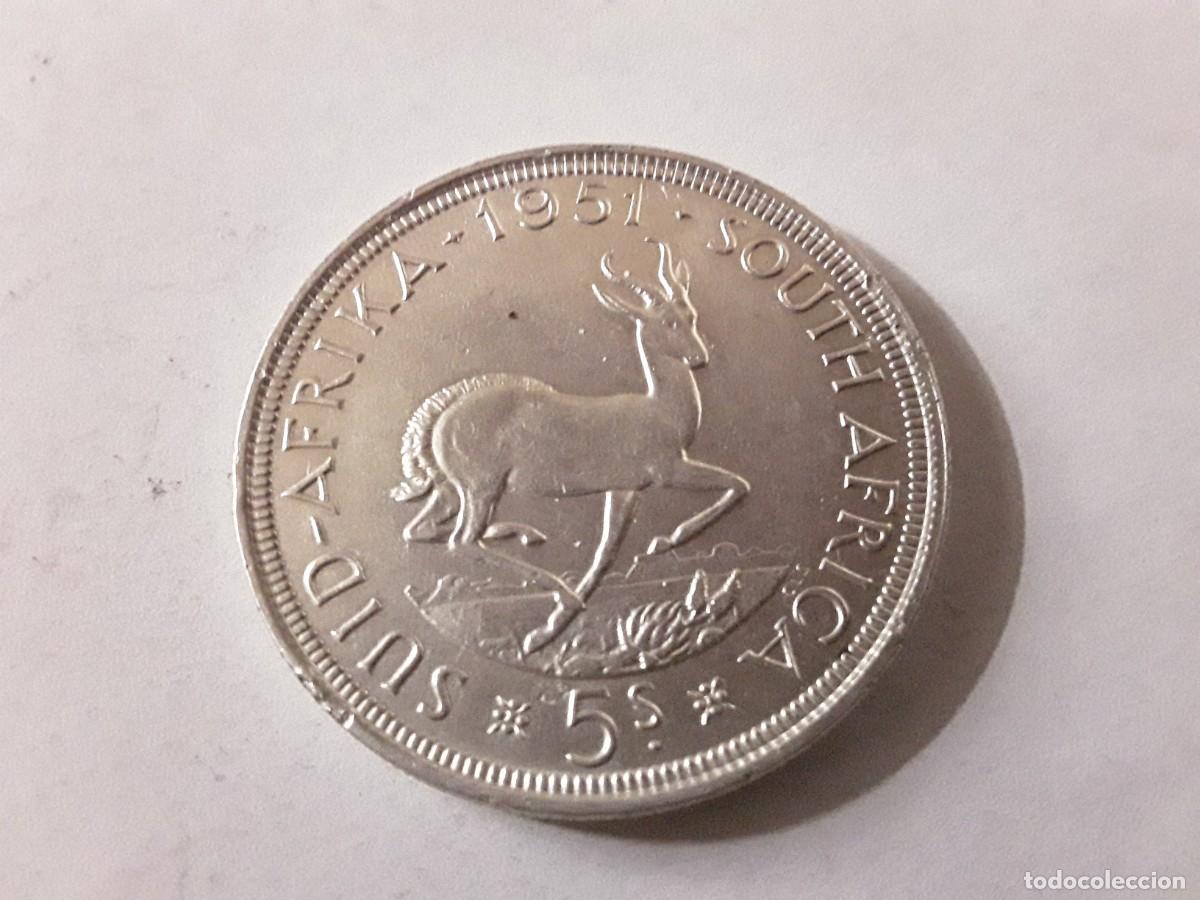 Monedas antiguas de &Aacute;frica: SUDAFRICA - 5 SCHILLING DE PLATA A&Ntilde;O 1951.