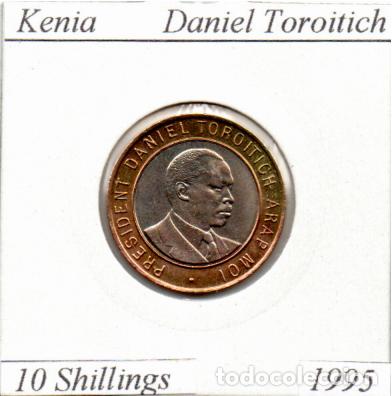 Monedas antiguas de &Aacute;frica: KENIA 1995, 10 SHILLINGS, BIMETALICA, DANIEL TEROITICH, SC, 2 FOTOS