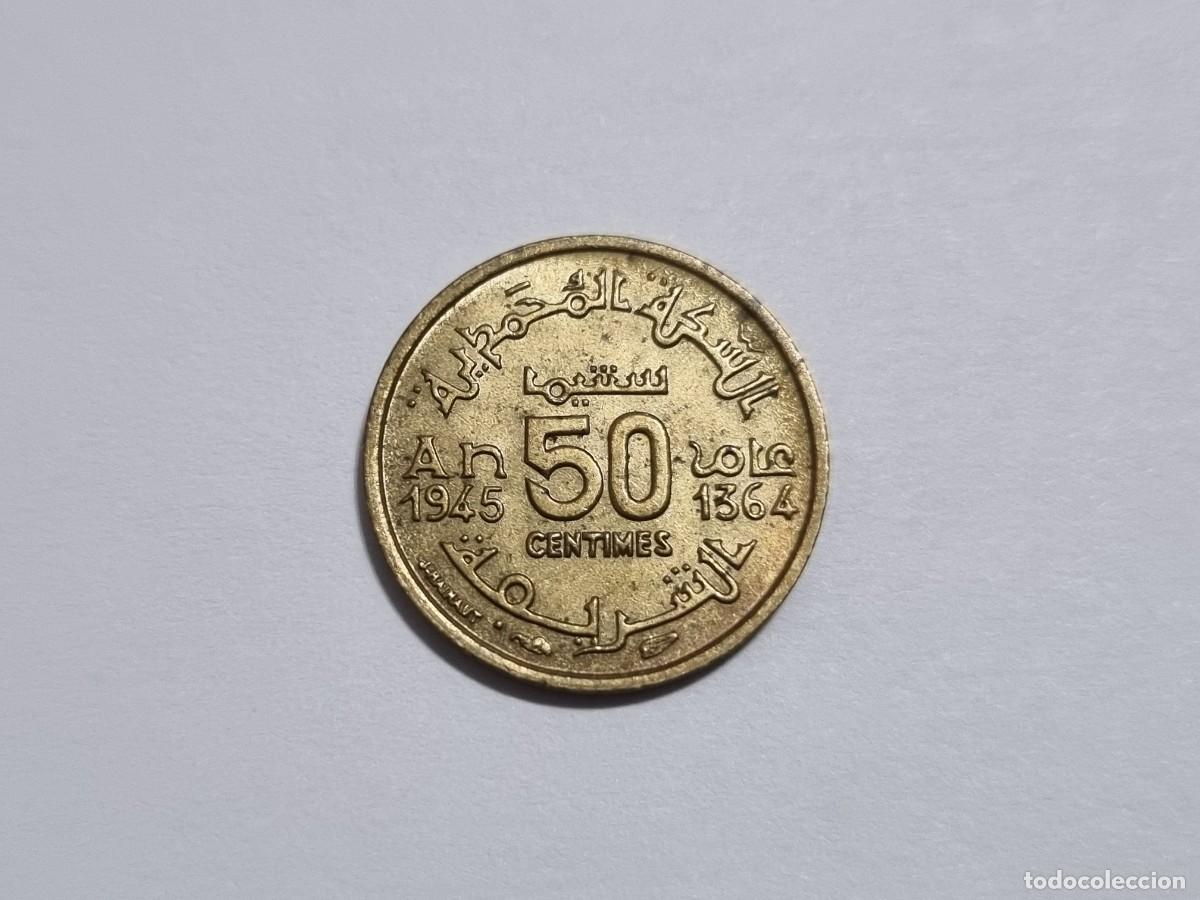 Monedas antiguas de &Aacute;frica: Antigua Moneda Marruecos 50 Centimos 1945 - 1364 Coleccionista Coleccionismo