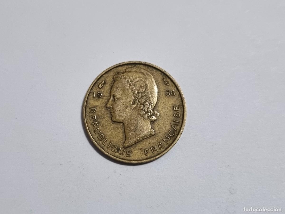 Monedas antiguas de &Aacute;frica: Antigua Moneda Africana Africa Francesa 5 Francos 1956 Coleccionista