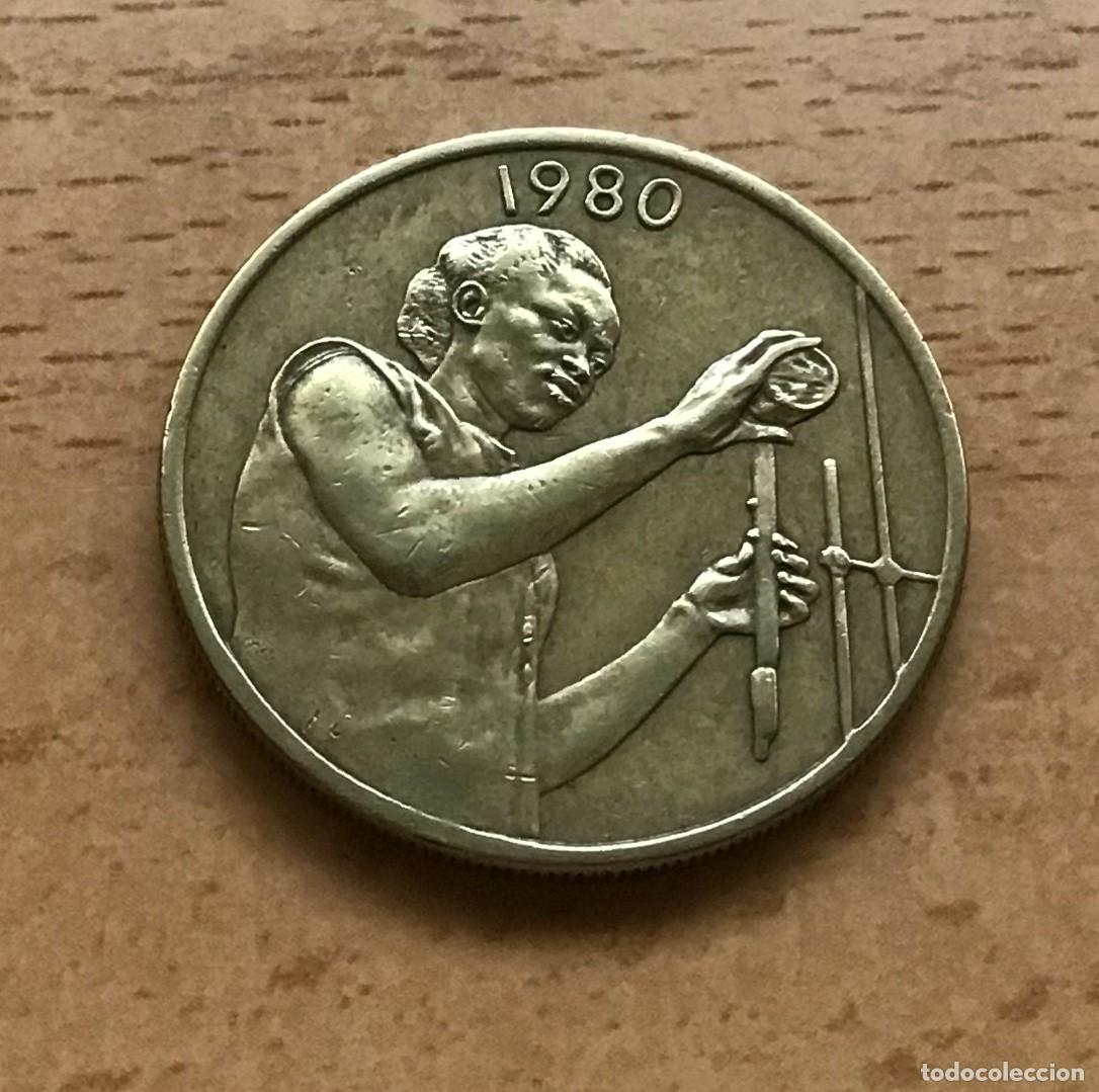 Monedas antiguas de &Aacute;frica: 25 francos de &Aacute;frica del Oeste. A&ntilde;o 1980