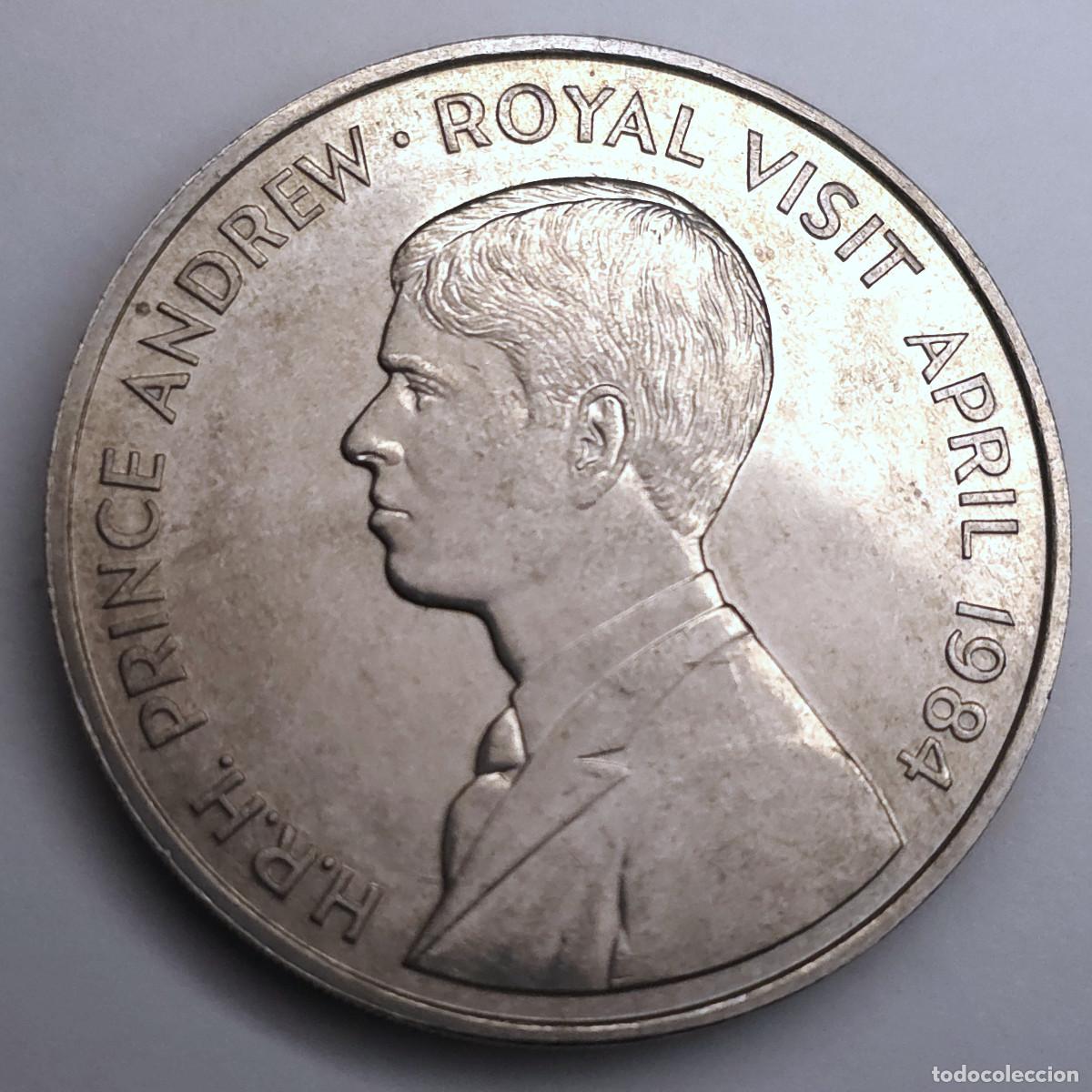 Monedas antiguas de &Aacute;frica: MONEDA SANTA ELENA 50 PENCES VISITA REAL PRINCIPE ANDRES ABRIL 1984 SC