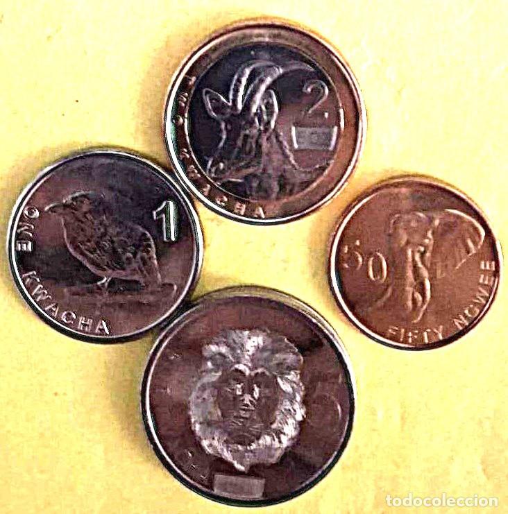 Monedas antiguas de &Aacute;frica: Zambia, Set 4 monedas: 50 ngwee, 1, 2 (bimet&aacute;lica) y 5 Kwacha./ Sin Circular./