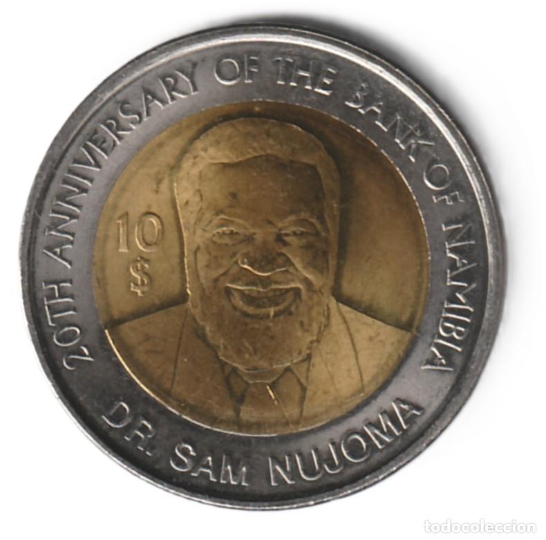 Monedas antiguas de &Aacute;frica: Namibia 10 d&oacute;lares 2010 bimet&aacute;lica KM# 21