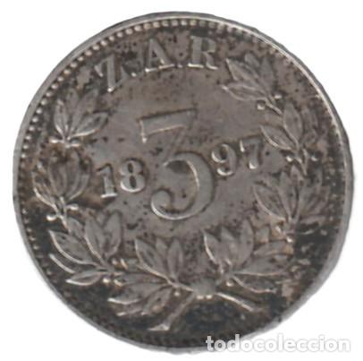Monedas antiguas de &Aacute;frica: Sud&aacute;frica 3 pence 1897 Plata KM# 3