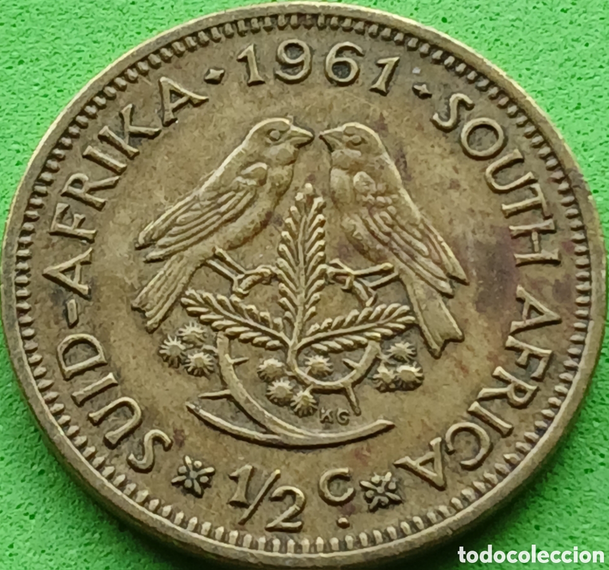 Monedas antiguas de &Aacute;frica: Suid &Aacute;frika &frac12; cent 1961 km#56