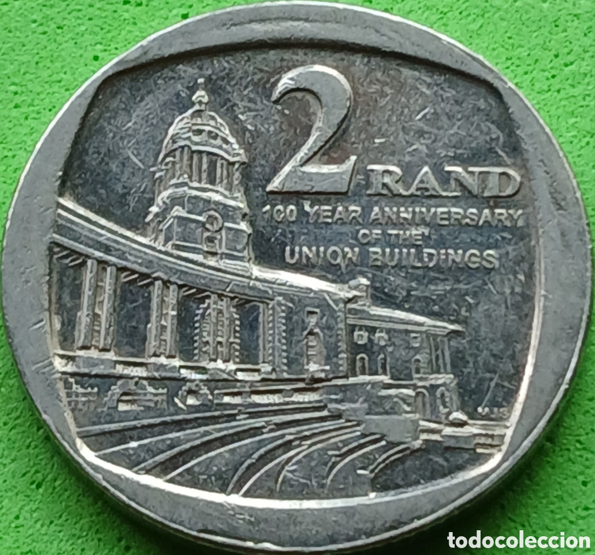 Monedas antiguas de &Aacute;frica: Iningizimu &Aacute;frika 2 rand 2014 UC#101 Edificios de la Uni&oacute;n