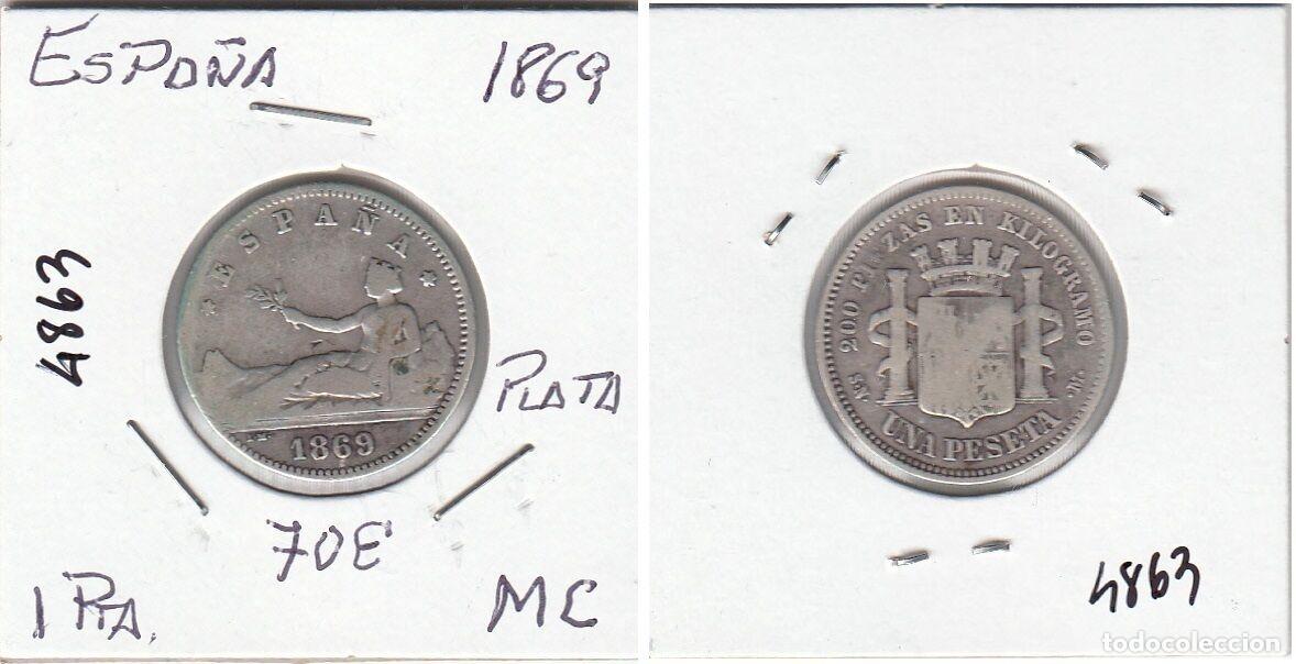 Monedas antiguas de &Aacute;frica: E4863 MONEDA ESPA&Ntilde;A ALFOMSO XIII 1 PESETA PLATA 1869 MC
