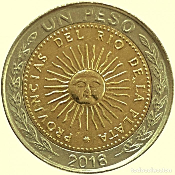 Monedas antiguas de &Aacute;frica: Argentina, 1 Peso de 2016, Bimet&aacute;lica KM#112./ Nueva, sin circular.