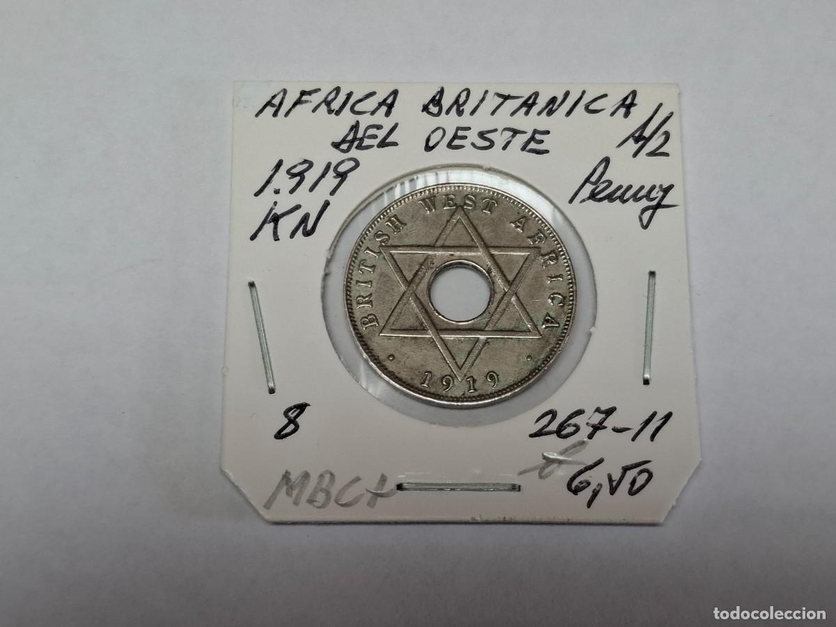 Monedas antiguas de &Aacute;frica: 1/2 PENNY de 1919 KN KM 8 AFRICA BRITANICA DEL OESTE en MBC+