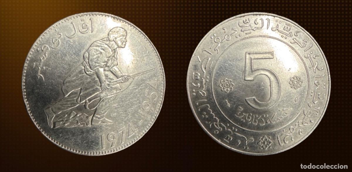 Monedas antiguas de &Aacute;frica: ARGELIA 5 DINARES 1974 &middot; 20&ordm; ANIVERSARIO REVOLUCI&Oacute;N ARGELINA &middot; MONEDA HIST&Oacute;RICA