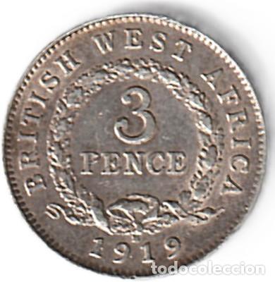 Monedas antiguas de &Aacute;frica: &Aacute;frica Occidental Brit&aacute;nica 3 pence Plata 1919 0.925, 1.14g, &oslash; 16.1mm KM# 10