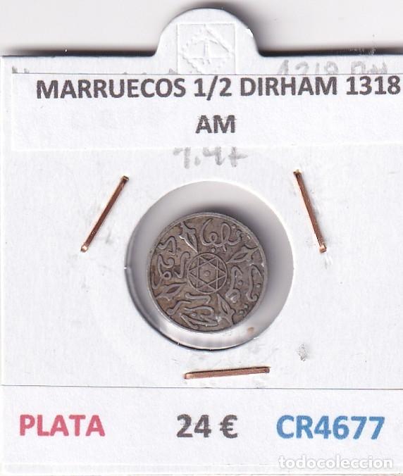Monedas antiguas de &Aacute;frica: CR4677 MONEDA MARRUECOS 1/2 DIRHAM 1318 AM PLATA