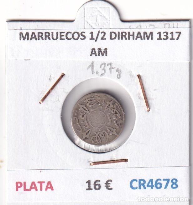 Monedas antiguas de &Aacute;frica: CR4678 MONEDA MARRUECOS 1/2 DIRHAM 1317 AM PLATA