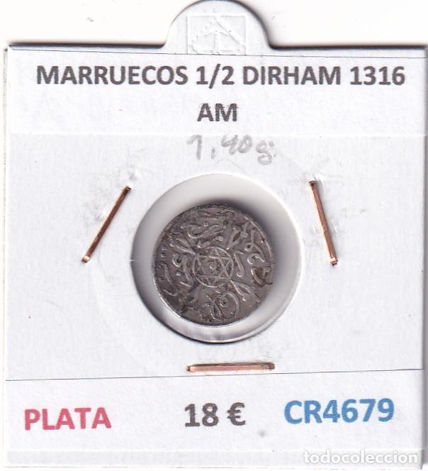 Monedas antiguas de &Aacute;frica: CR4679 MONEDA MARRUECOS 1/2 DIRHAM 1316 AM PLATA
