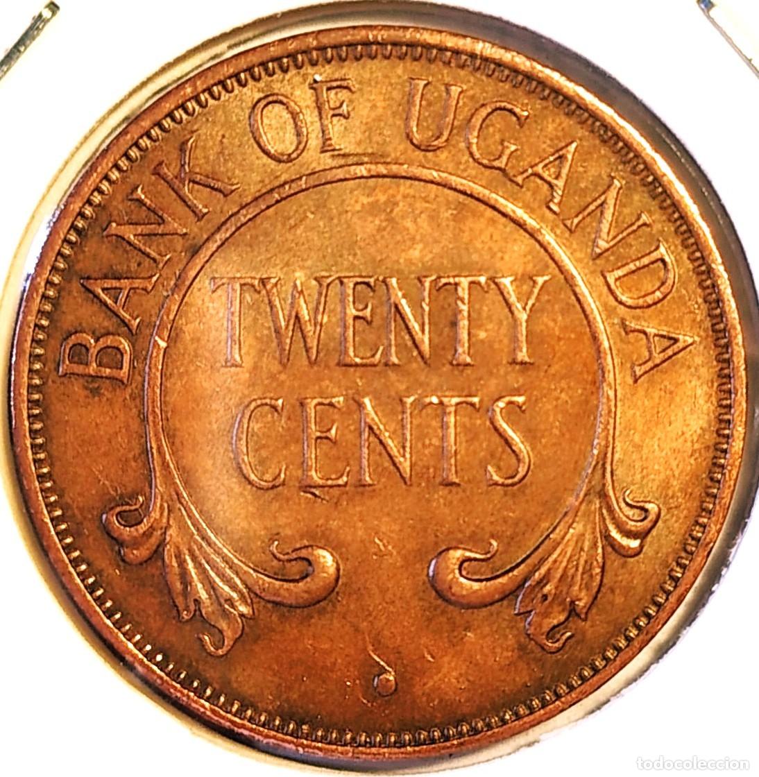Monedas antiguas de &Aacute;frica: UGANDA (1966-1986) - 20 CENTAVOS 1966 - A - 9,60 GR. BRONCE - DIAMETRO 28 mm - KM#3 - MB