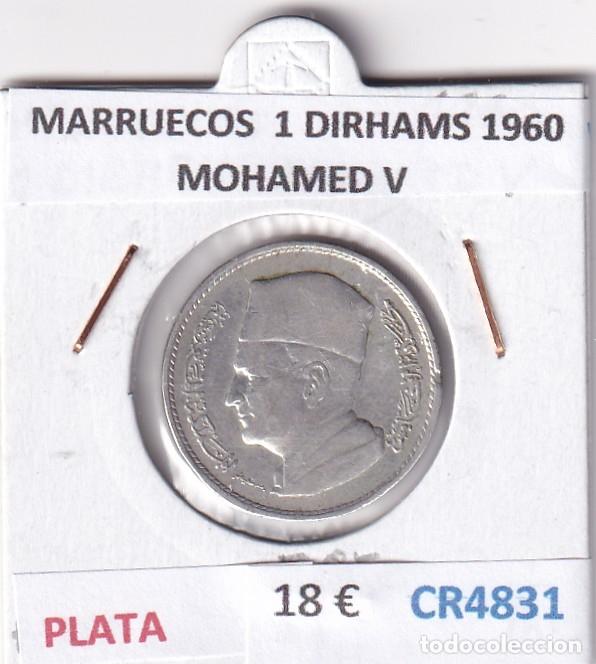 Monedas antiguas de &Aacute;frica: CR4831 MONEDA MARRUECOS 1 DIRHAMS 1960 MOHAMED V PLATA