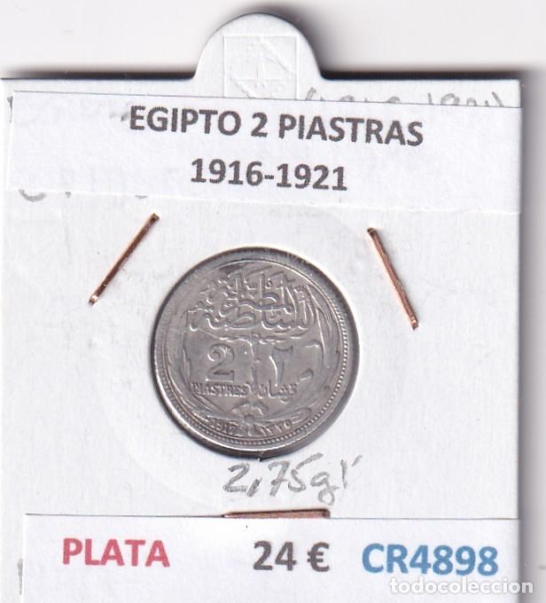 Monedas antiguas de &Aacute;frica: CR4898 MONEDA EGIPTO 2 PIASTRAS 1916-1921 PLATA