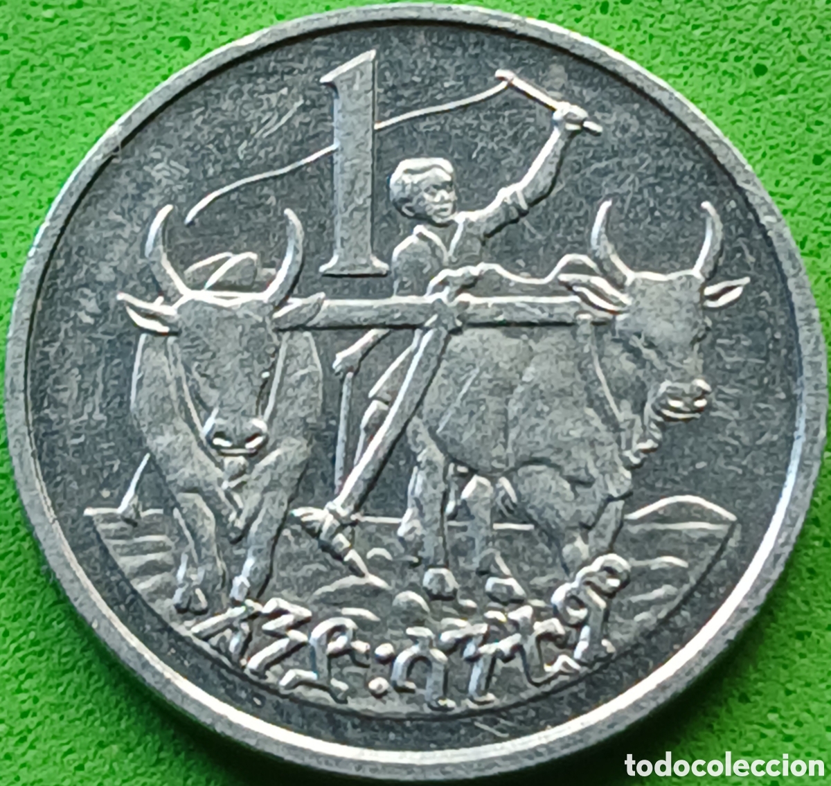 Monedas antiguas de &Aacute;frica: Etiop&iacute;a 1 santeem 1977 km#43 sin marca de ceca/ poco com&uacute;n!