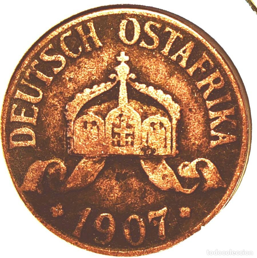 Monedas antiguas de &Aacute;frica: AFRICA ORIENTAL ALEMANA (1904-1916) - 1 HELLER 1907 J - A - 4 GR. BRONCE - DIAMETRO 20,20 mm - MB