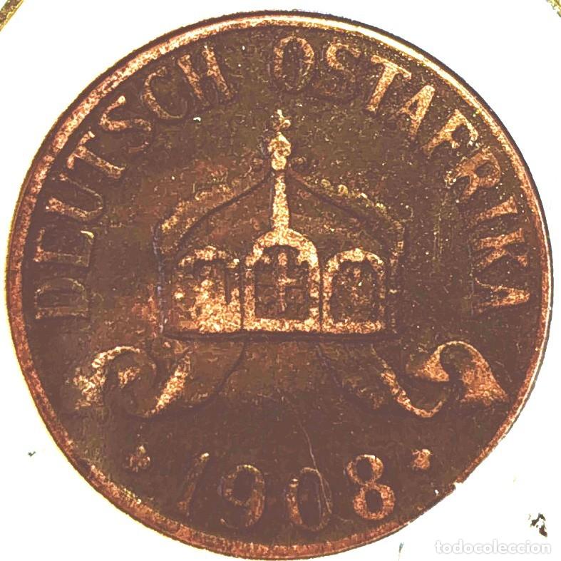Monedas antiguas de &Aacute;frica: AFRICA ORIENTAL ALEMANA (1904-1916) - 1 HELLER 1908 J - A - 4 GR. BRONCE - DIAMETRO 20,20 mm - MB