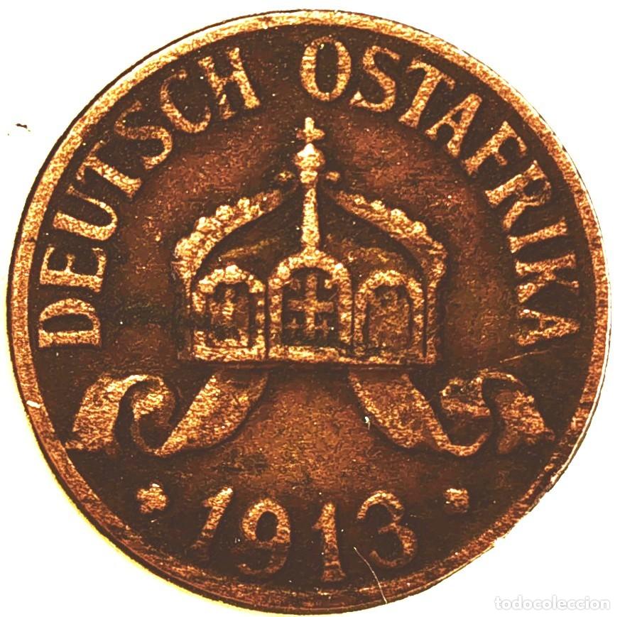 Monedas antiguas de &Aacute;frica: AFRICA ORIENTAL ALEMANA (1904-1916) - 1 HELLER 1913 A - A - 4 GR. BRONCE - DIAMETRO 20,20 mm - MB