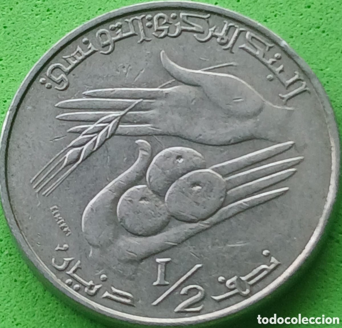 Monedas antiguas de &Aacute;frica: T&uacute;nez &frac12; dinar 1976 km#303