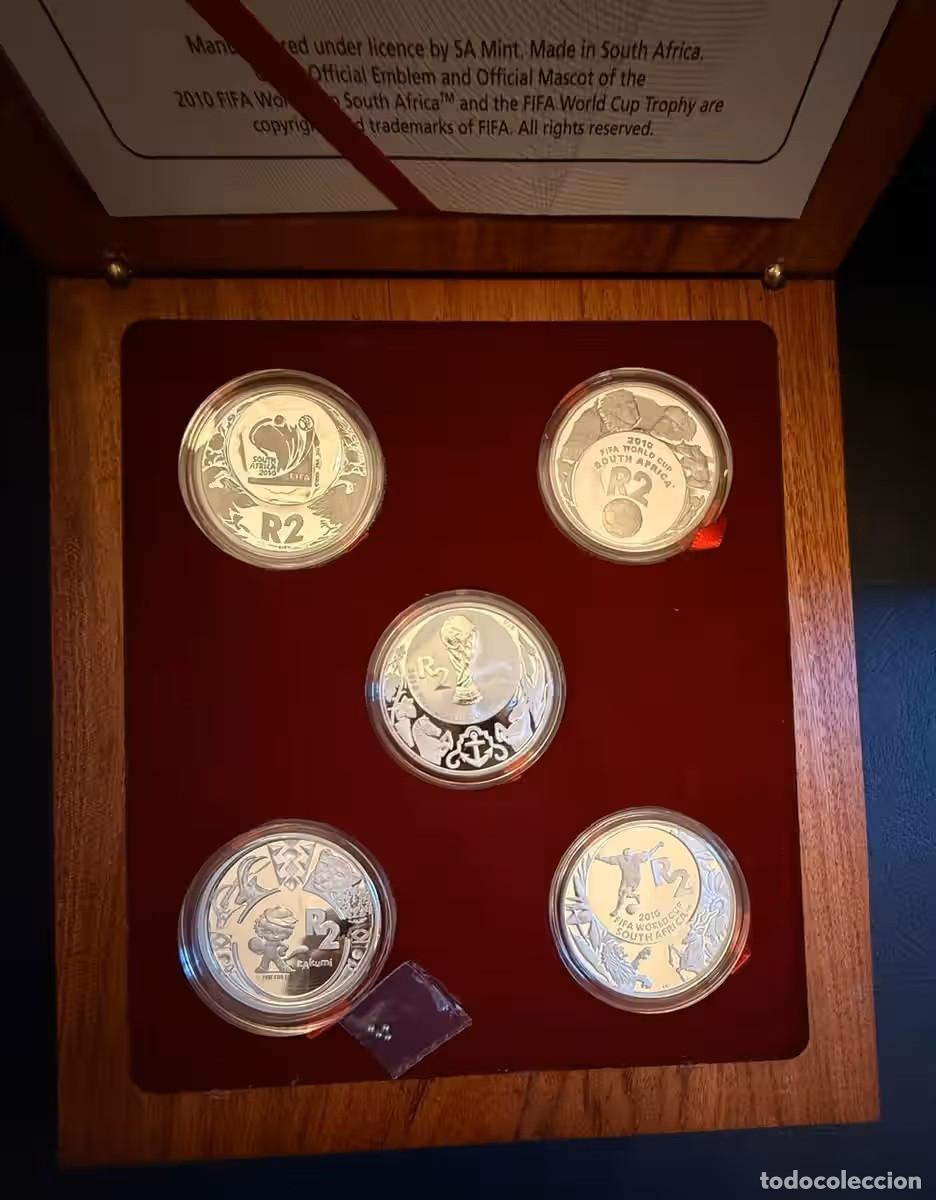 Monedas antiguas de &Aacute;frica: SUDAFRICA estuche prestige 2006 - 2010 plata 5 x 2 Rand Mundial Futbol FIFA