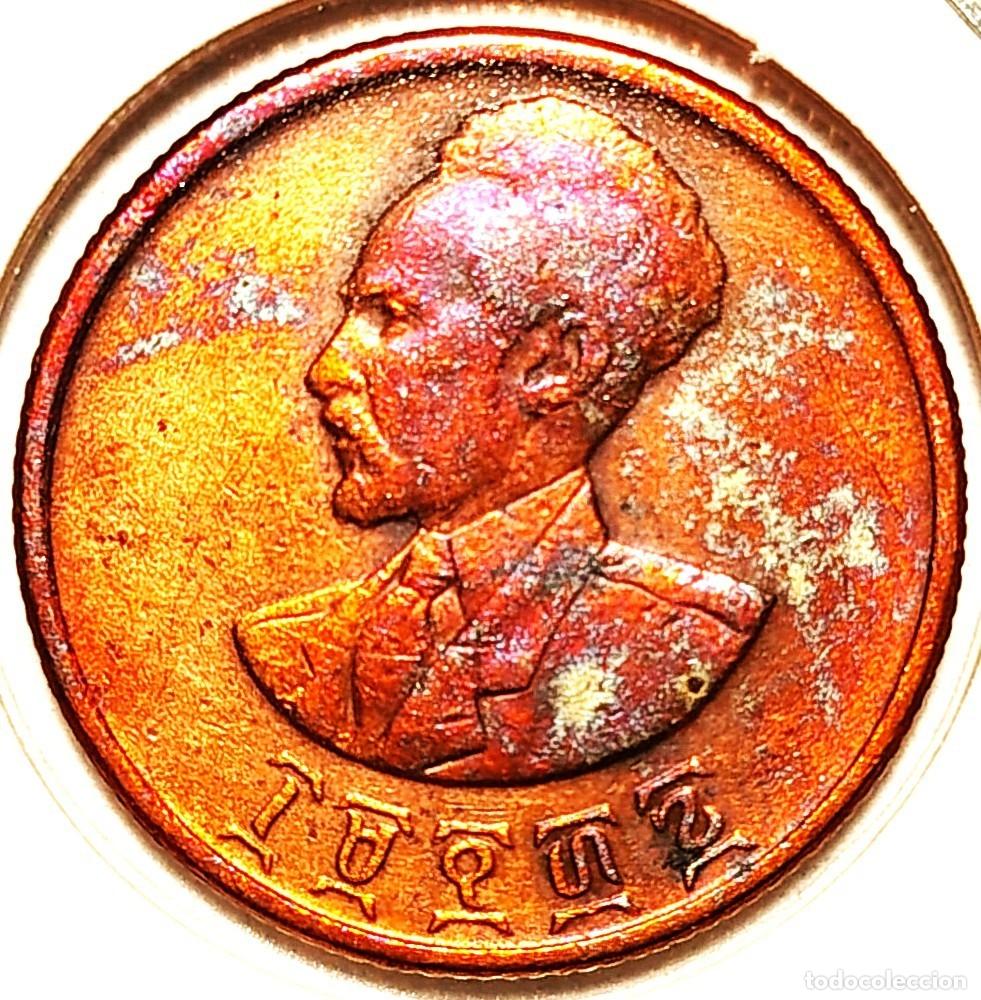 Monedas antiguas de &Aacute;frica: ETIOPIA (1944-1976) - 10 SANTEEN EE1936 (1944) - EMPERADOR HAILE SELASSIE I - E - 6 GR. COBRE KM#34