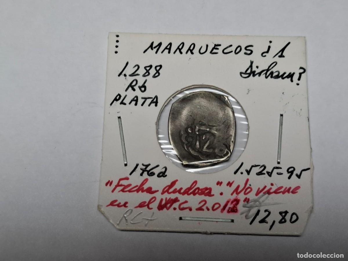 Monedas antiguas de &Aacute;frica: 1 DIRHAM de PLATA de 1288 rb KM 176a MARRUECOS en RC+