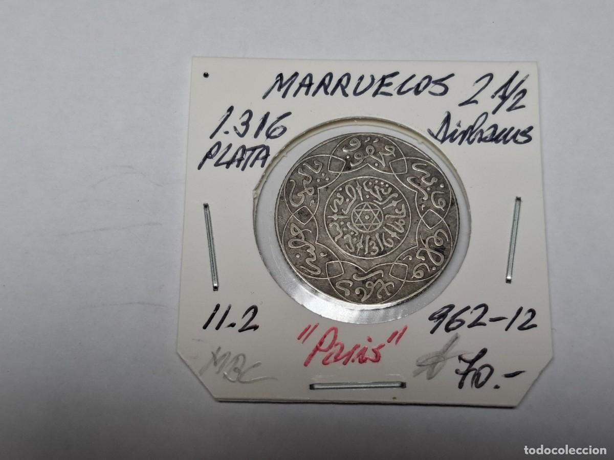 Monedas antiguas de &Aacute;frica: 2 1/2 DIRHAMS de PLATA de 1316 KM 11.2 MARRUECOS en MBC