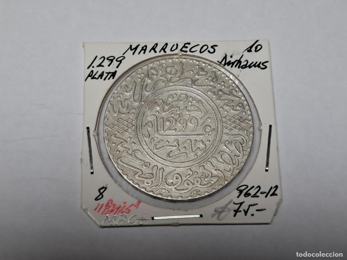 Monedas antiguas de &Aacute;frica: 10 DIRHAMS de PLATA de 1299 KM 8 MARRUECOS en MBC+