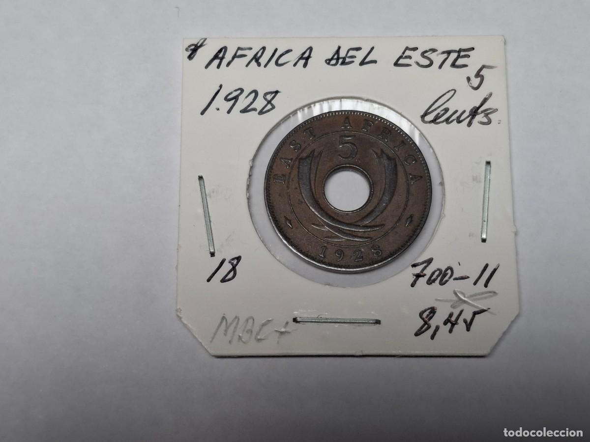Monedas antiguas de &Aacute;frica: 5 CENTIMOS de 1928 KM 18 AFRICA DEL ESTE en MBC+