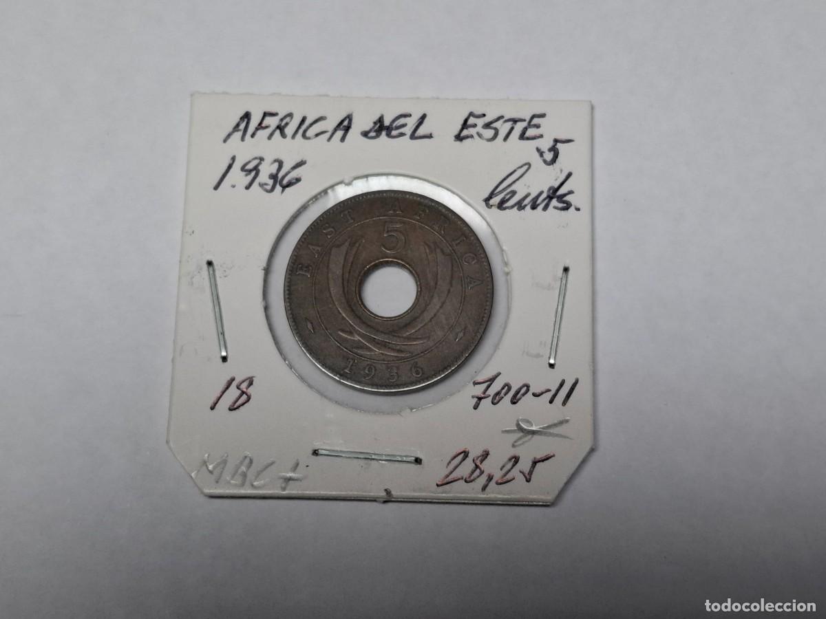 Monedas antiguas de &Aacute;frica: 5 CENTIMOS de 1936 KM 18 AFRICA DEL ESTE en MBC+