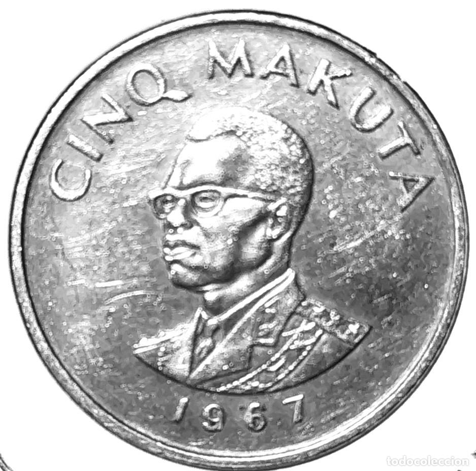 Monedas antiguas de &Aacute;frica: CONGO (1967-1970) - 5 MAKUTAS 1967 - ZAIRE - A - 6,41 GR. CUPRONIQUEL - DIAMETRO 25 mm - MB - KM#9