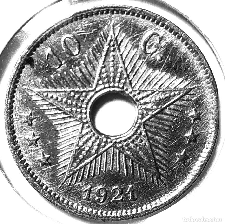 Monedas antiguas de &Aacute;frica: CONGO BELGA (1909-1949) - 10 CENTIMOS 1921 - COLONIA BELGA - REY ALBERTO I - A - 4,40 GR. CUPRONIQUE