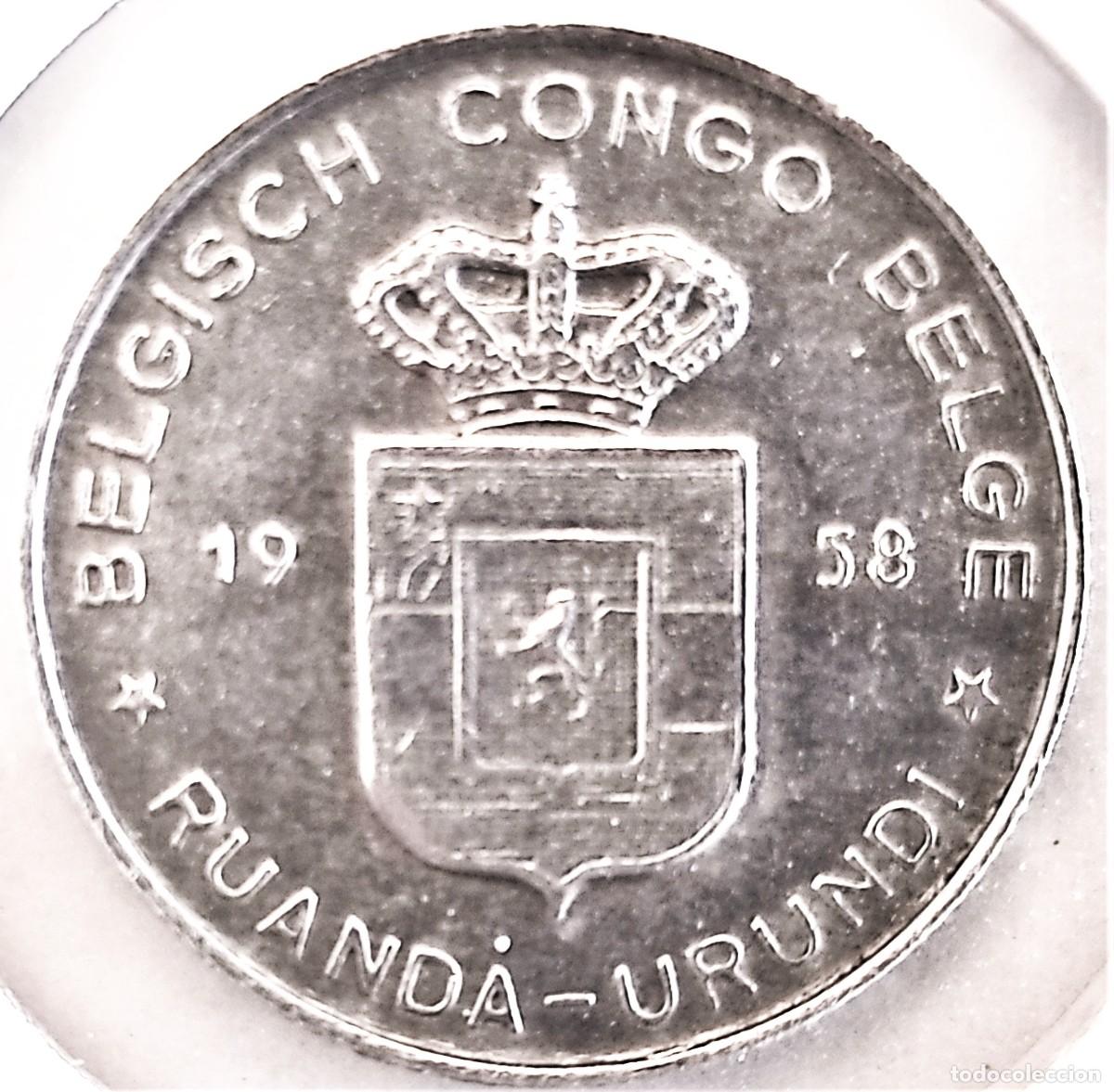 Monete antiche di Africa: RUANDA-URUNDI (1952-1960) - 1 FRANCO CONGOLE&Ntilde;O 1958 - FIDEICOMISO NACIONES UNIDAS - A - 1,40 GR. ALU