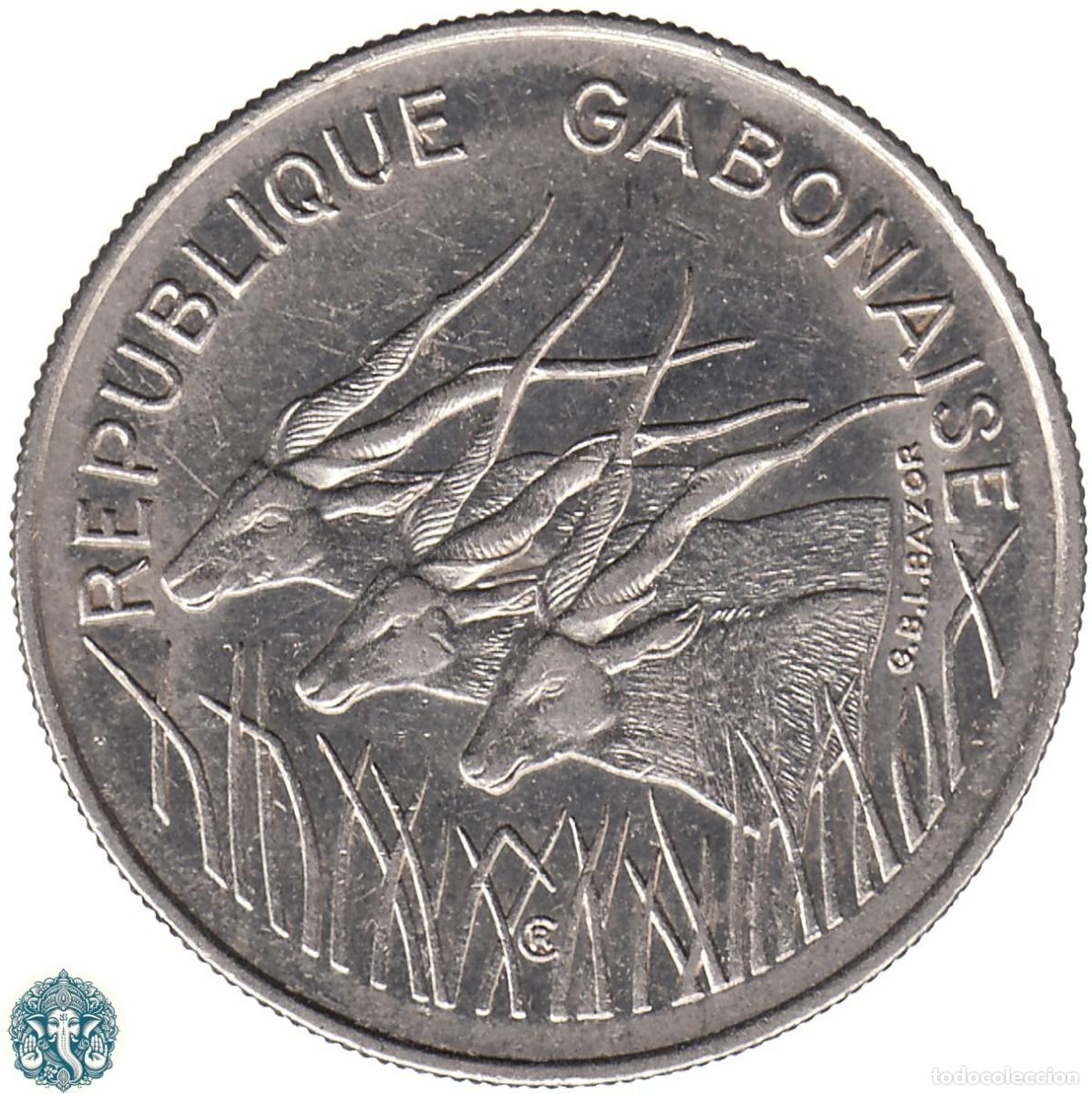 Monedas antiguas de &Aacute;frica: GAB&Oacute;N 100 Francos CFA 1975 KM#13
