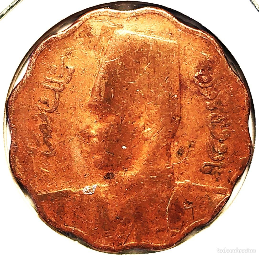 Monnaies anciennes d'Afrique: EGIPTO (1922-1952) - 10 MILLIEMES 1943-AH1362 - REY FARUQ - A - 5,70 GR. BRONCE - LOBULADA DIAMETRO